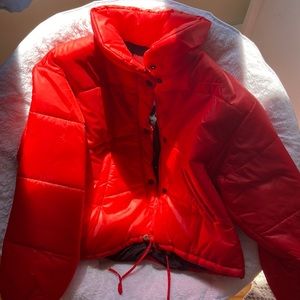 Red Puffer Jacket Like New!